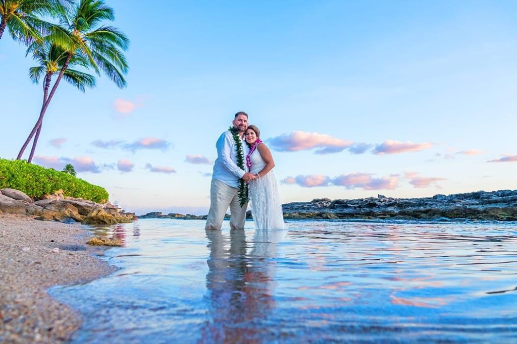 A Beautiful Afternoon Hawaiian Wedding in Hawaii. www.hawaiiloaweddings.com. Wedding ceremony, Vow renewal ceremony, elopement ceremony, beach ceremony on Oahu, Hawaii
